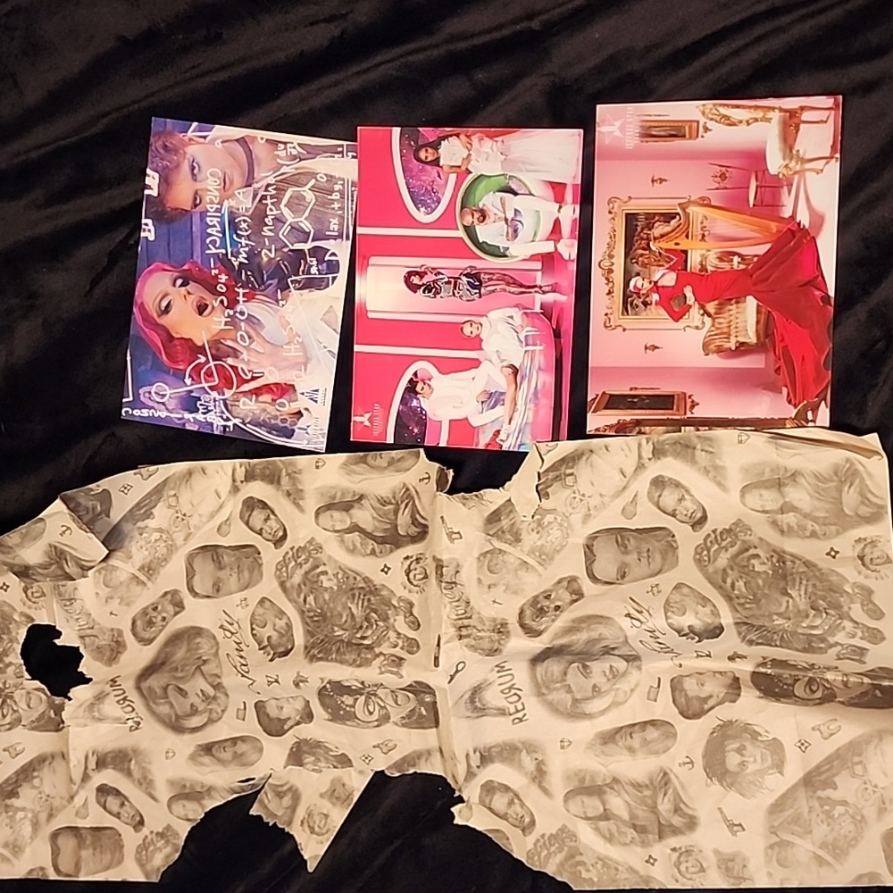 Jeffree Star Post cards tattoo tissue paper alien Shane lipstick